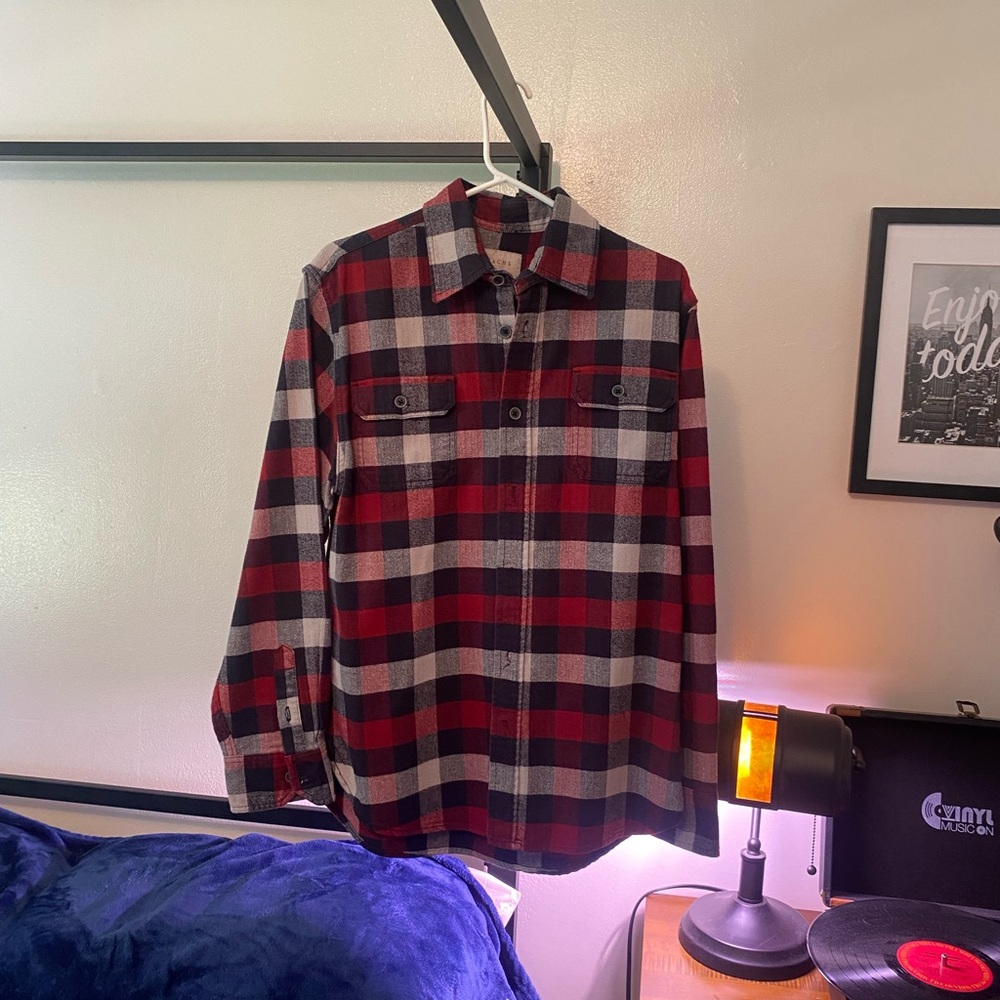 Jachs Red and Black Casual Button Down Shirt